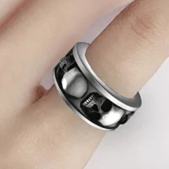 SKULL RING PUNK RING STAINLESS STEEL RING GOTHIC - Picture 4 of 4